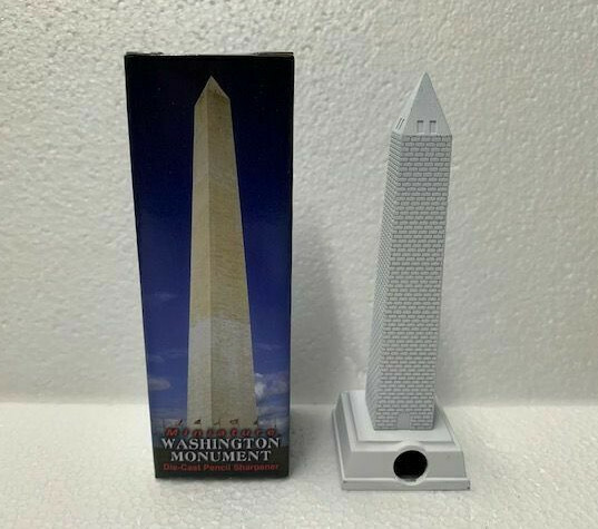 WASHINGTON MONUMENT WHITE DIE CAST METAL COLLECTIBLE PENCIL SHARPENER NEW