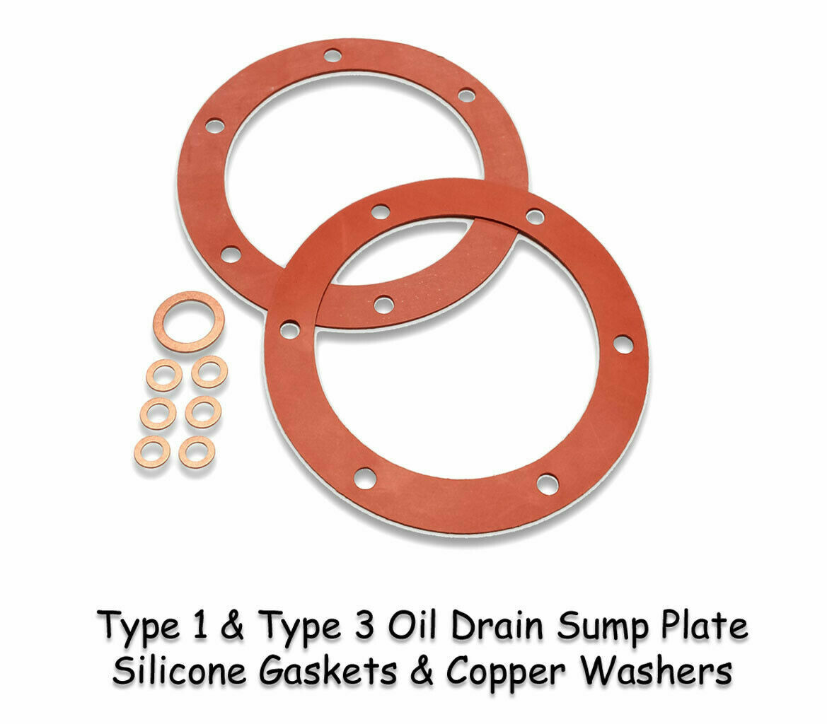 VW TYPE 1 3 SILICONE OIL DRAIN PLATE GASKET KIT BUG BUS SUPER BEETLE FASTBACK