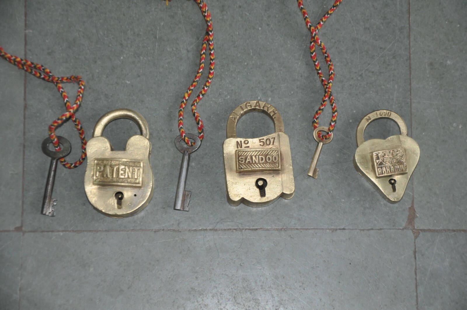 3 Pc Vintage Brass Different Shape & Size Handcrafted Padlocks