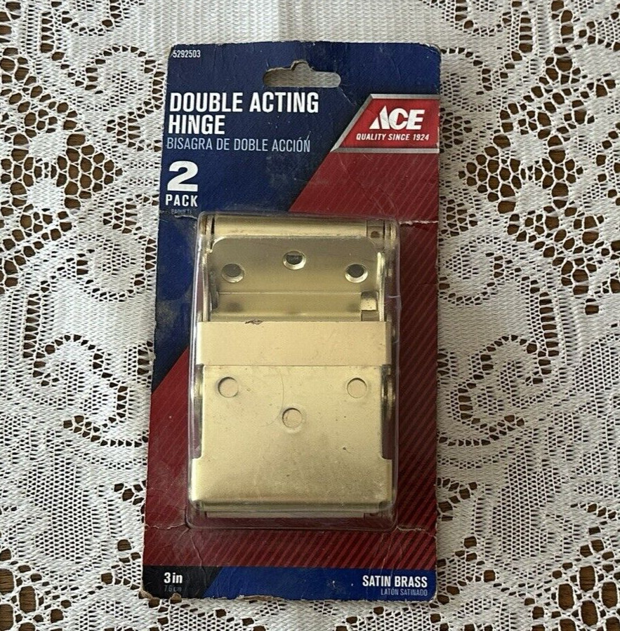 ACE Hardware Double Acting Hinge Self Closing 3” Satin Brass Finish 2 Pack NEW