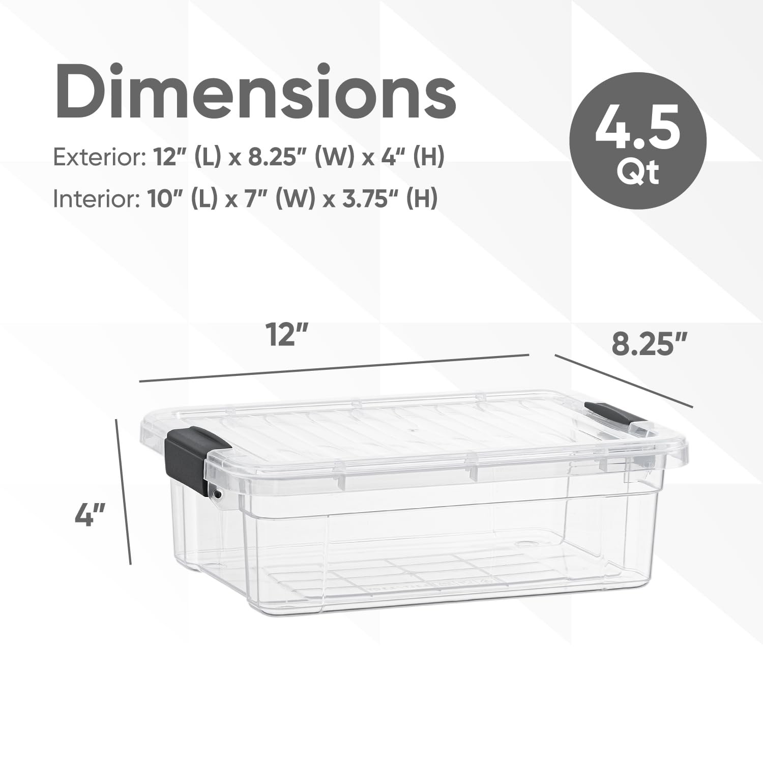 Superio 4.5 Quart Clear Storage Bin Stackable Lightweight Upgraded Design