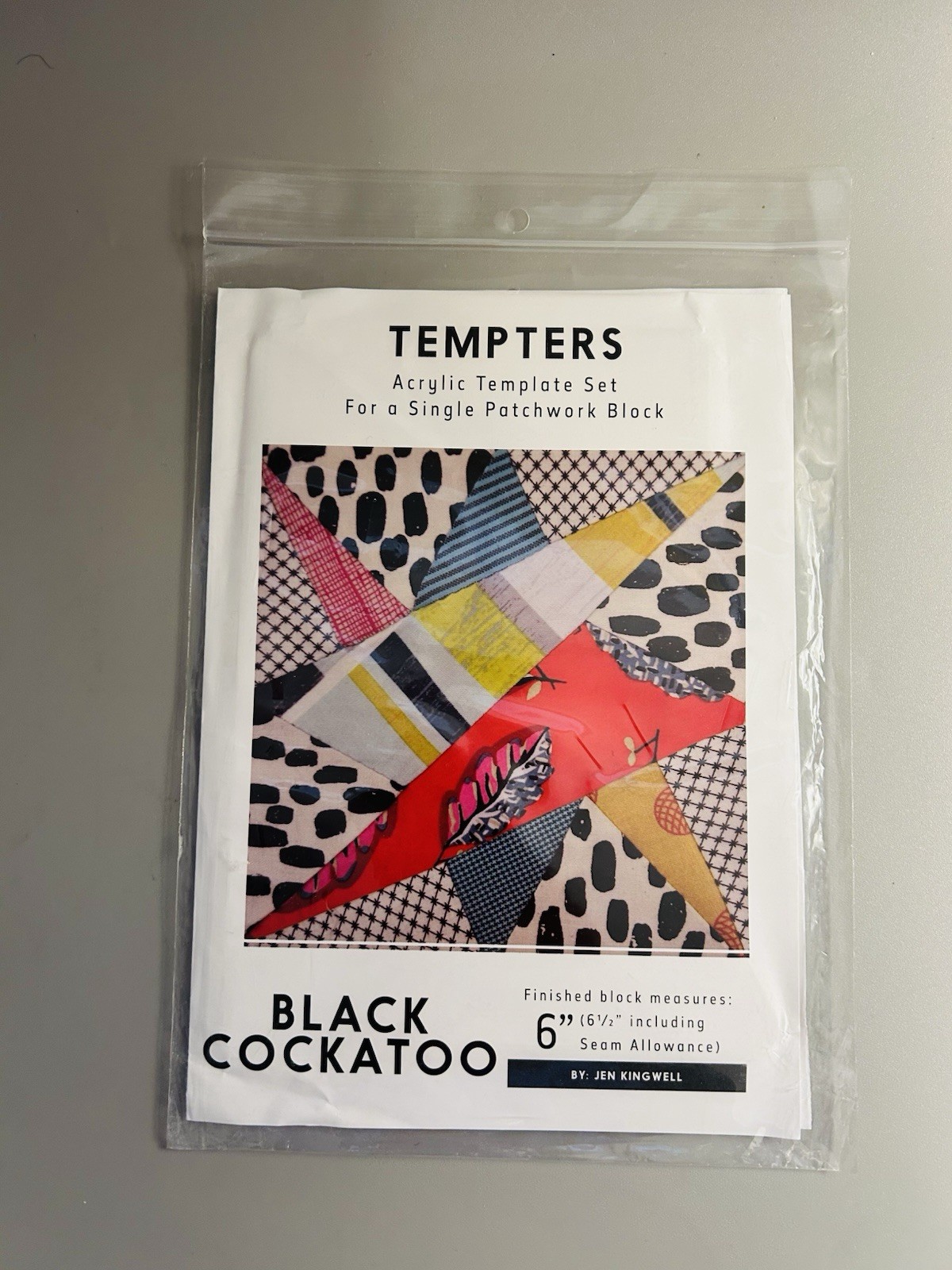 Jen Kingwell Acrylic Temples Set For Single Patchwork Block Black Cockatoo