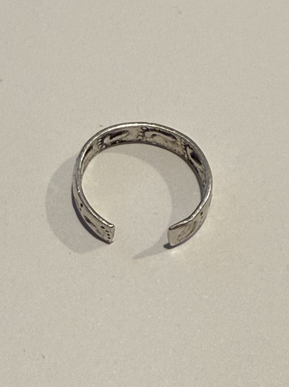 Sterling Silver Toe Ring Pinky Midi Foot Prints Open Back Adjustable
