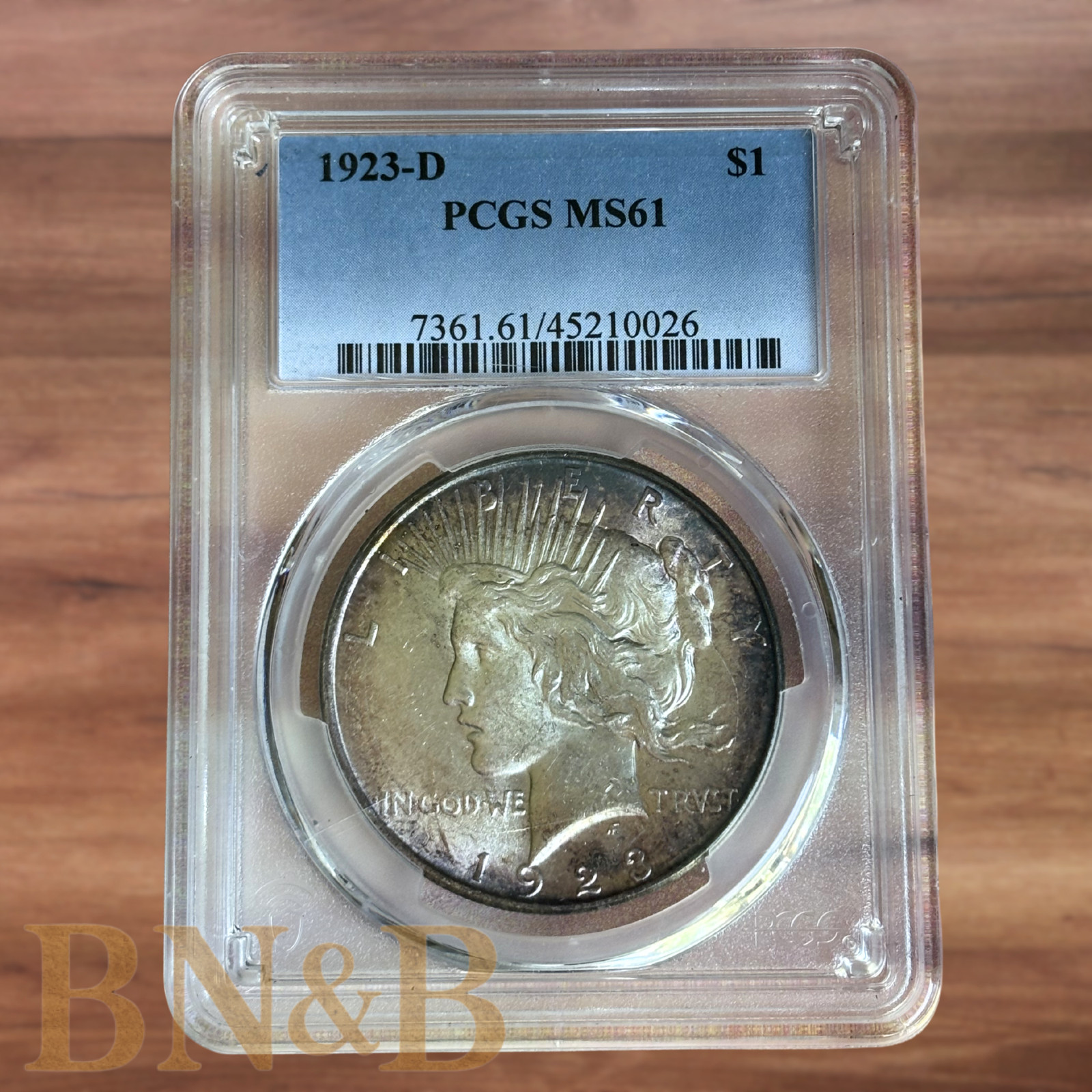 1923 D Peace Silver Dollar PCGS MS61 Toned