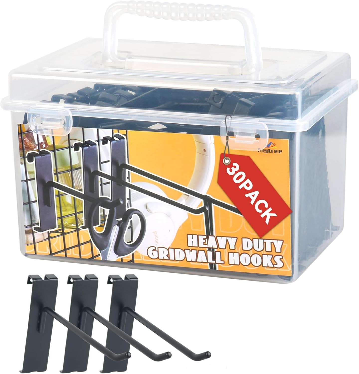 Alyoen Gridwall Hooks 2in, Grid Wall Hangers, Black Grid Panel Hooks, Metal