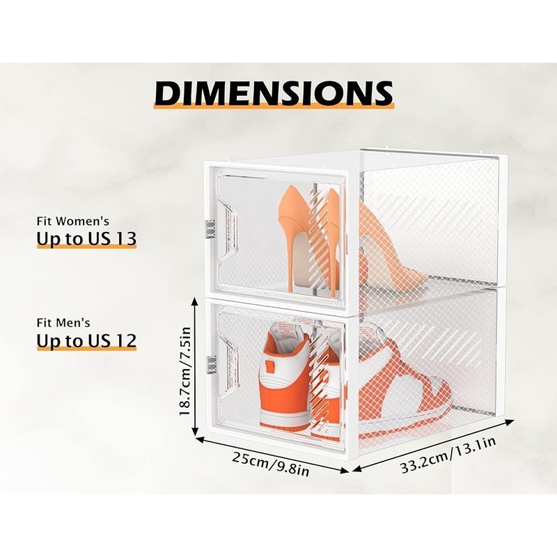 Stackable Shoe Box Magnetic Door Aromatherapy Ventilation Space Saver Storage US