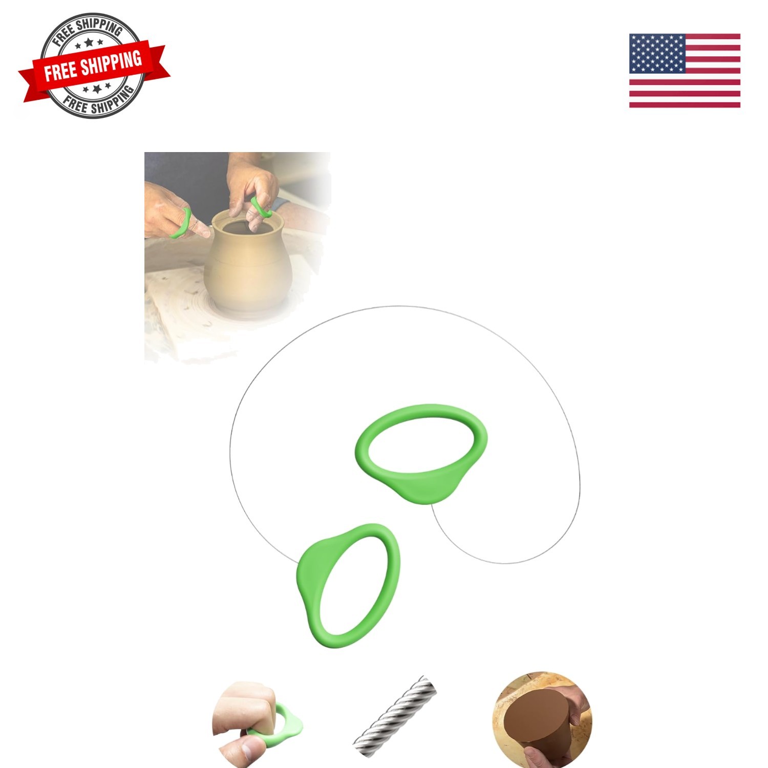 Pottery Wire Tool, Clay Cutting Wire, Green Handle Standard Pottery Wire Cutt...