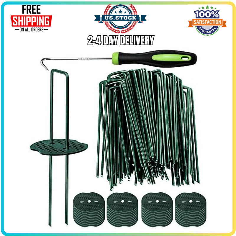 50 Turf Stakes 6 Inch 11 Gauge Galvanized Lawn Staples Weed Barrier Pins