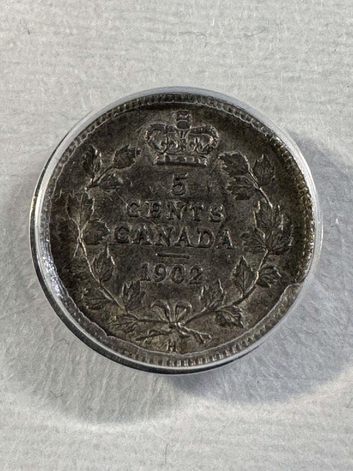 1902-H Canada 5 Cents Small Silver Coin Graded AU 50 by ANACS Small H