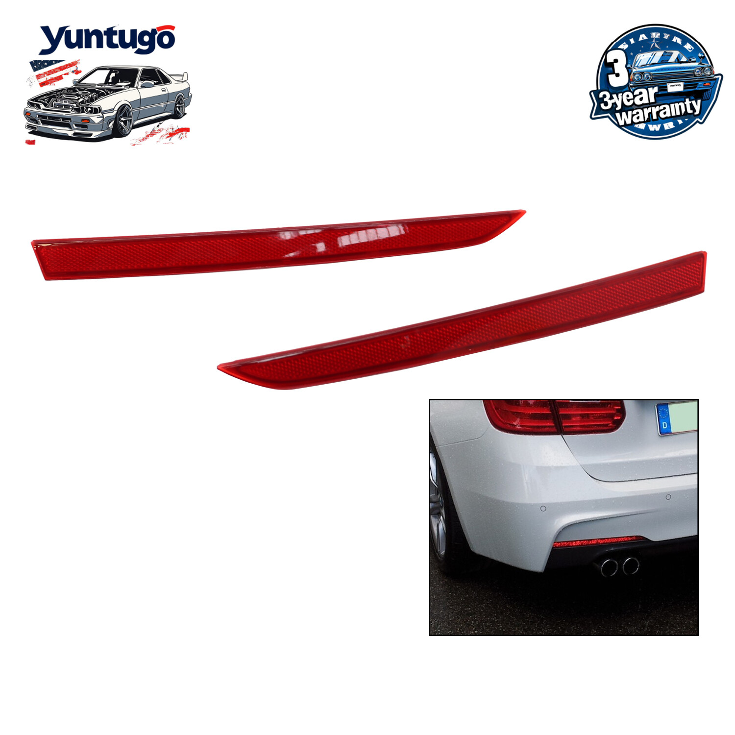 LH&RH Rear Bumper Marker Reflector For BMW 3-Series F30 F31 M Sport 328i 335i
