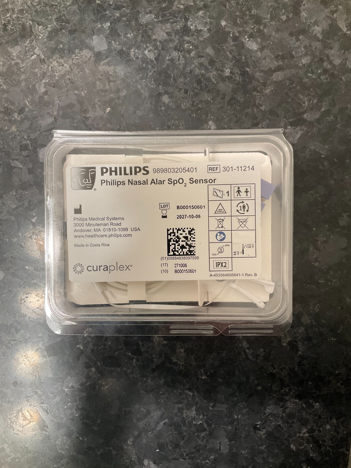 Philips 989803205401 Nasal Alar SpO2 Sensor Ref 301-11214 EXP 2027