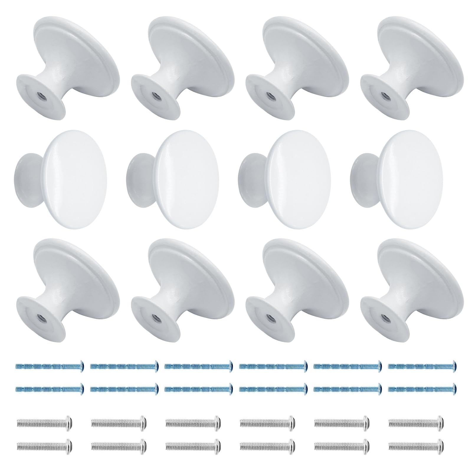 Cionyce 12 Pcs White Cabinet Knobs Metal Round Dresser Handle 12 Pack,