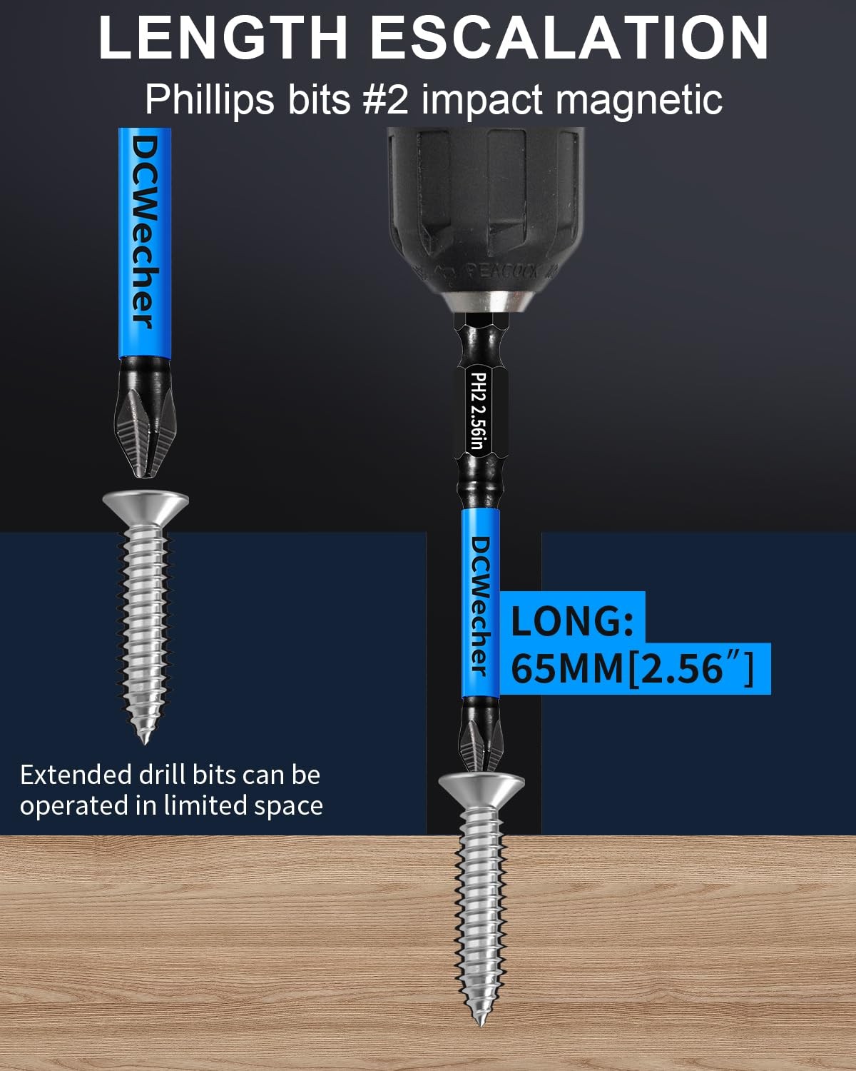 6-Inch Long Phillips Head Drill & Screwdriver Bits 5-Pack 2 Phillips Bits #2 ...