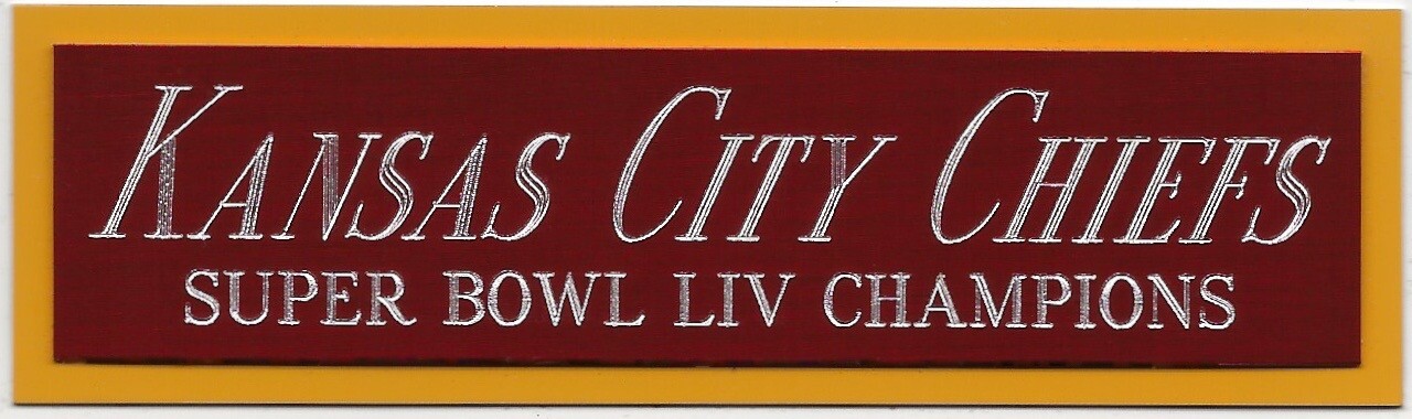 2019 CHIEFS SB LIV 54 CHAMPS NAMEPLATE AUTOGRAPHED Signed FOOTBALL-HELMET-PHOTO