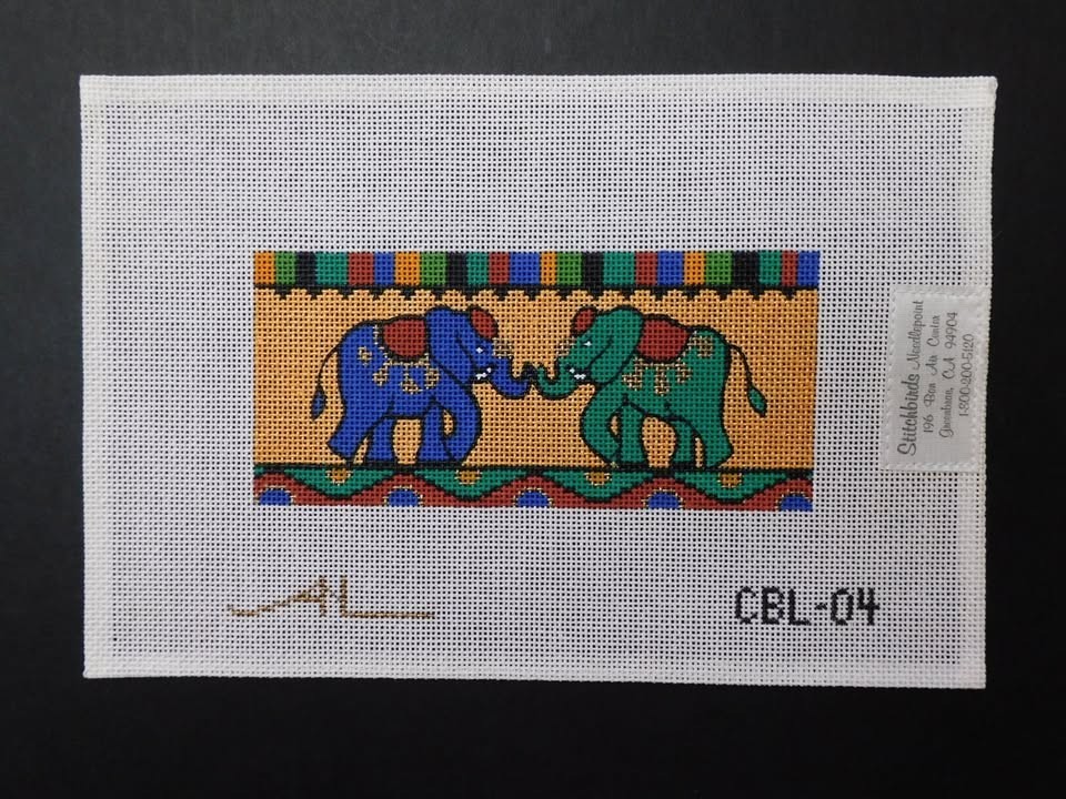 Two Elephants by Amanda Lawford (CT7) Hand Painted Needlepoint