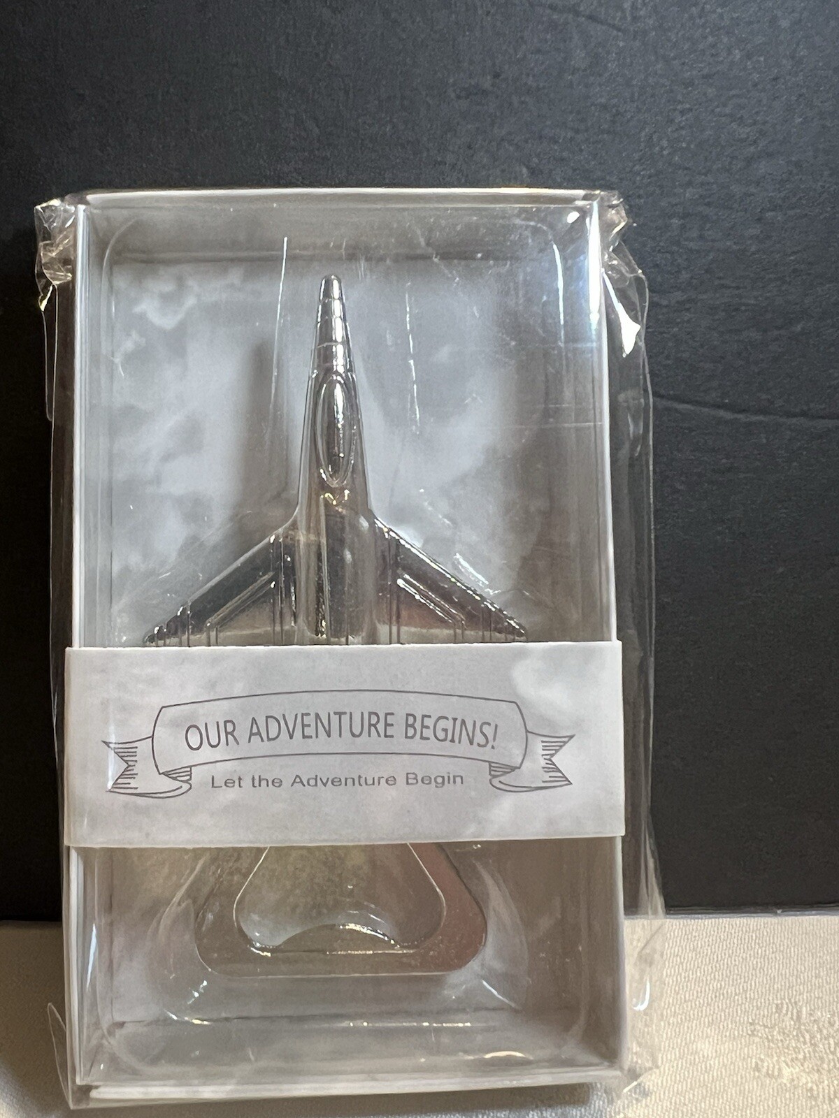 Bottle Opener Airplane Shaped Silver Color Our Adventure Beings Wedding Gift