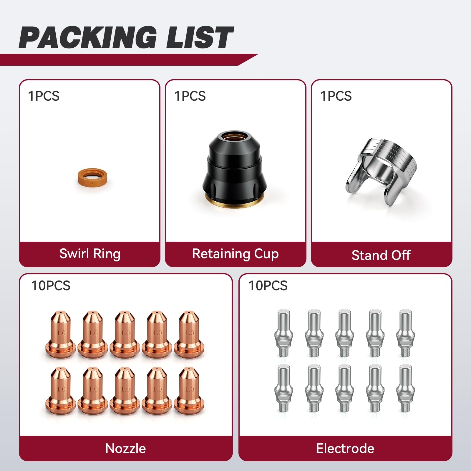 ARCCAPTAIN 23Pcs IPT60 Plasma Cutter Torch Consumables .040" for 40-50A Current