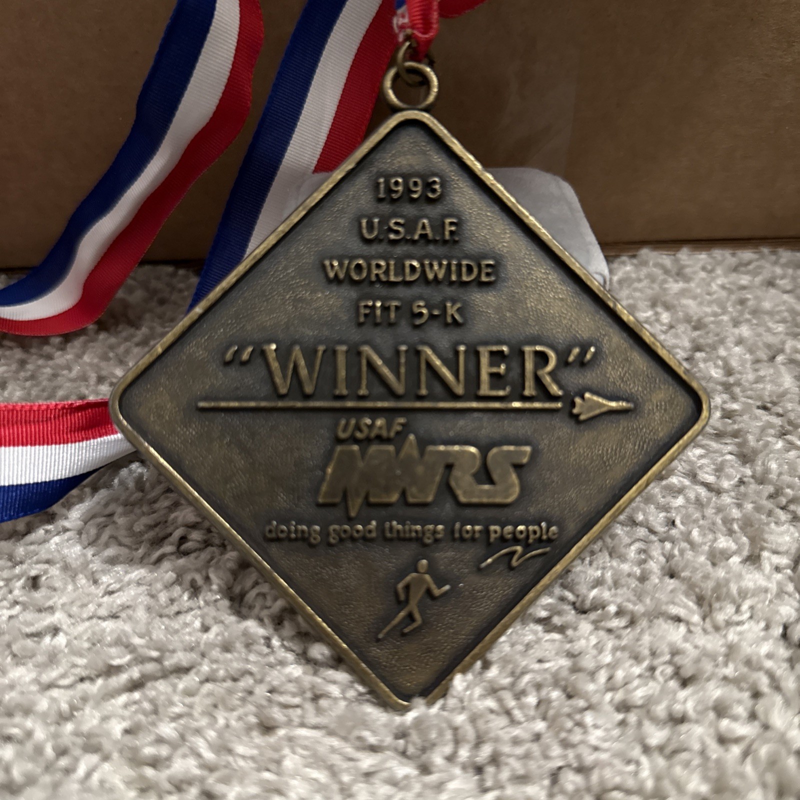 1993 USAF Worldwide Fit 5K Winner Medal Air Force Fitness Military Running VTG.V