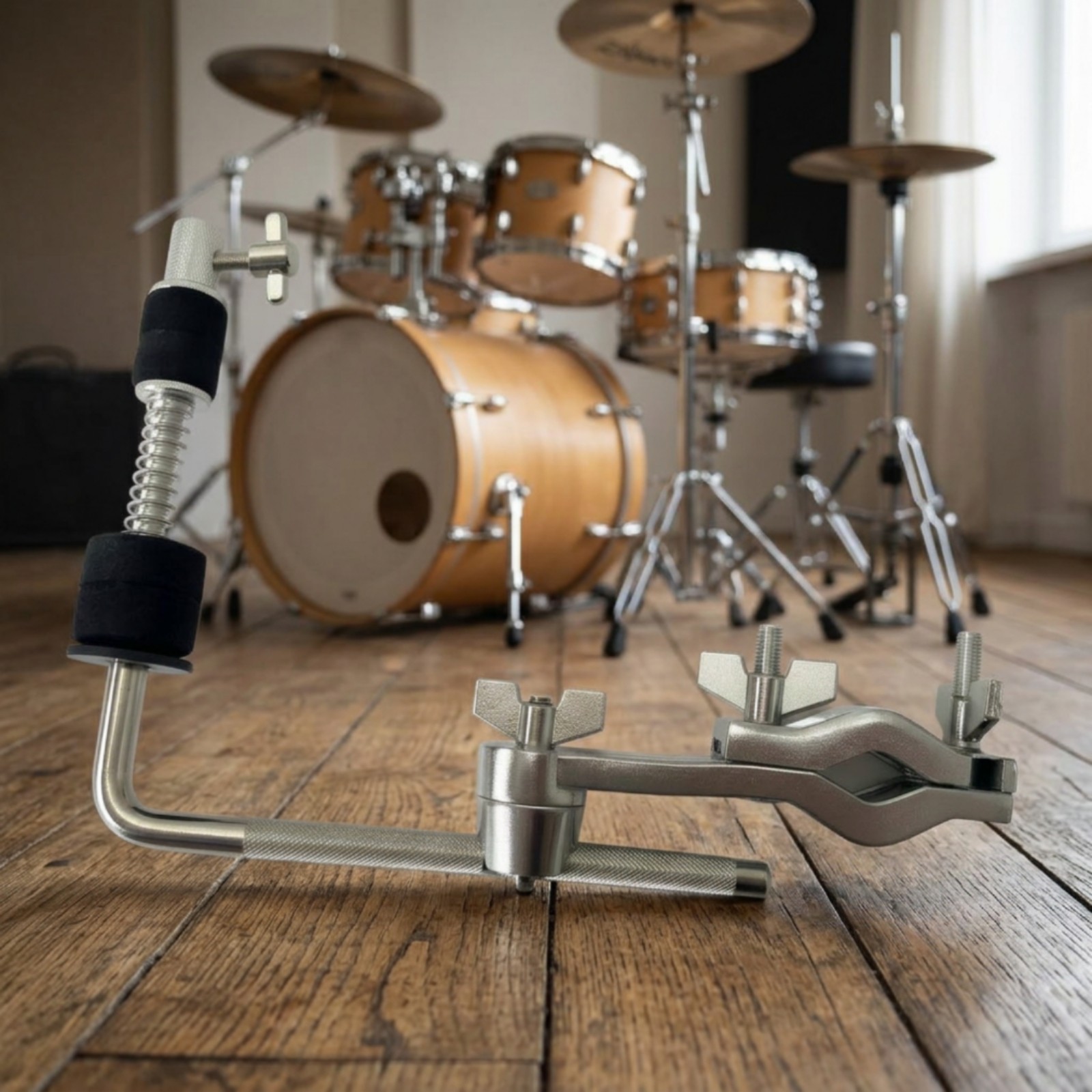 Drum Hardware Extension Clamp Knurled Drum Clamp with L-Rod Adjustable for