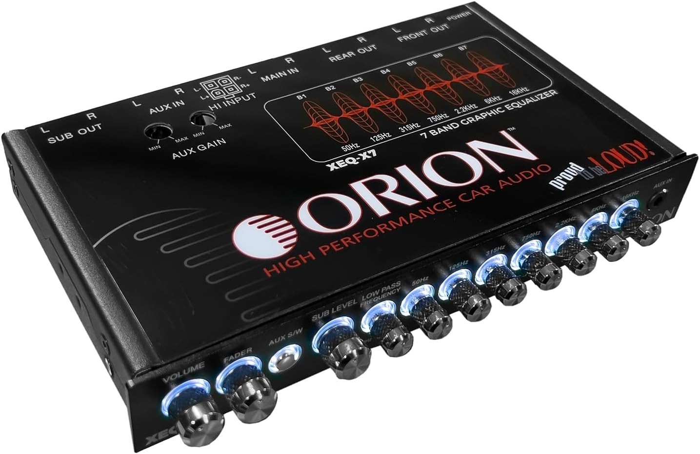 7-Band Graphic Equalizer with Front 3.5mm AUX Input – Half-DIN Car Audio EQ w...