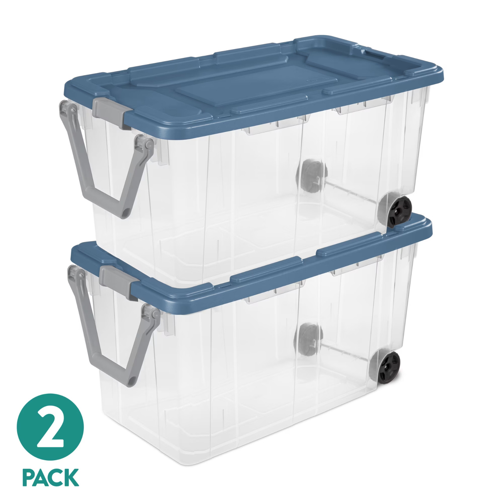 Sterilite 160 Qt Extra Large Wheeled Storage Bin Clear Latching Lid 2 Pack