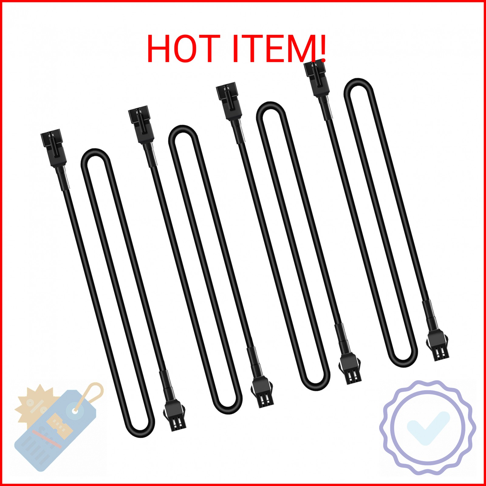Hovano 4 PCS 60 inch/150cm 2Pin Pure White LED Rock Lights Kit Extension Wire Ca