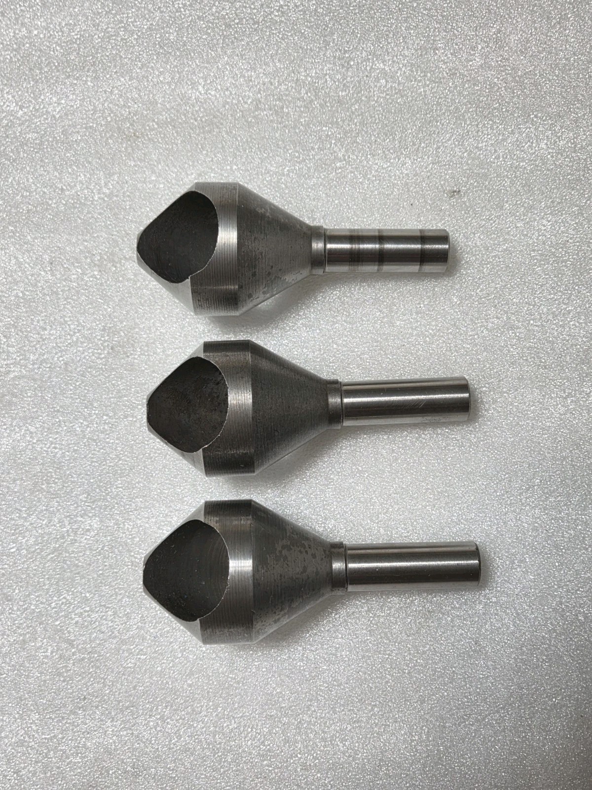3 Pcs.- 1-1/2" Dia. Countersink Deburring Tool 82°, HSS Zero Flute, 1/2" Shank