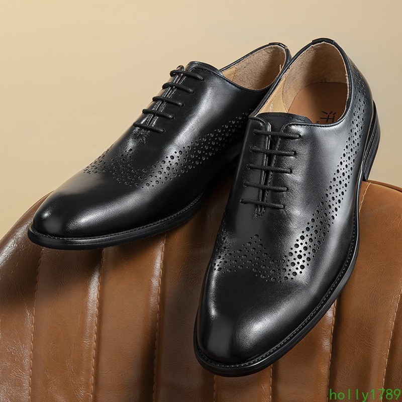 Men Real Leather Lace Up Oxford Formal Dress Business Wedding Groom Shoes Carved