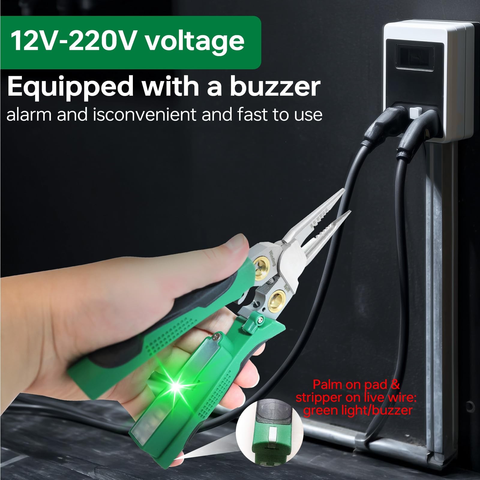 8 In 1 Wire Stripper With Voltage Tester Professional Electrical Repair Green