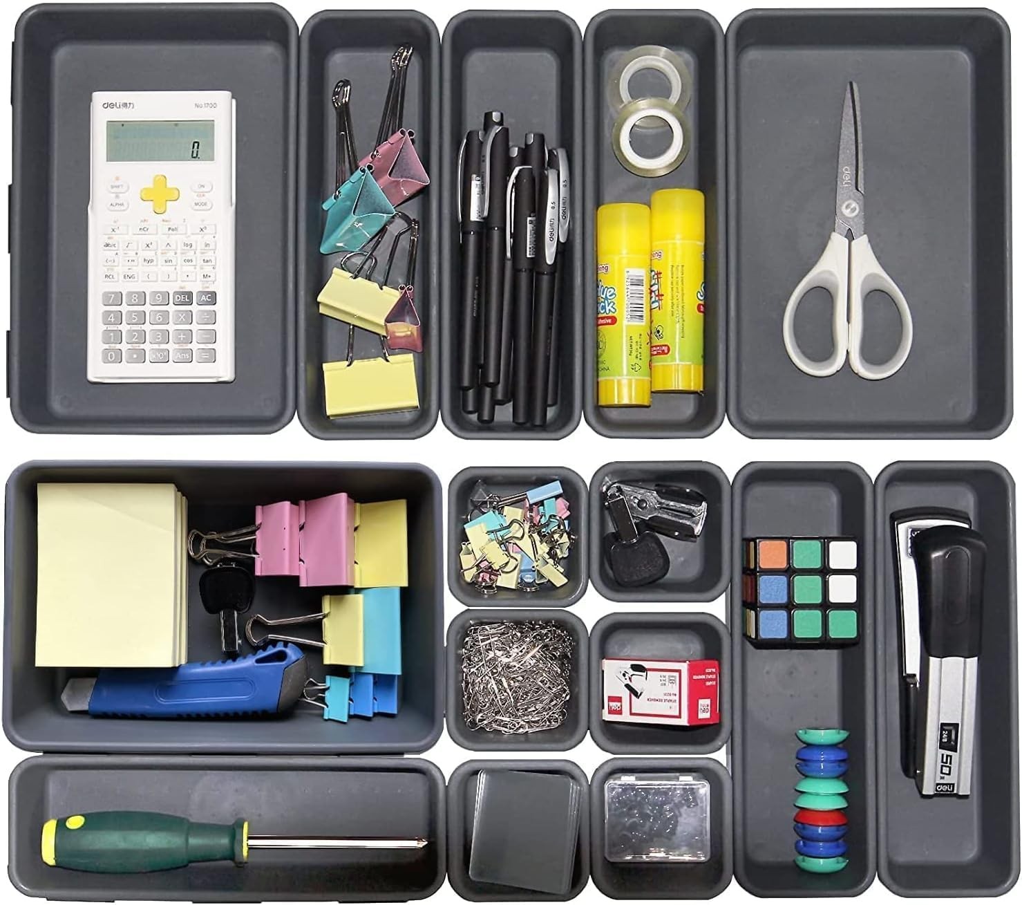 15 PCS Interlocking Desk Drawer Organizer Separator for Office,Bathroom,Kitch...