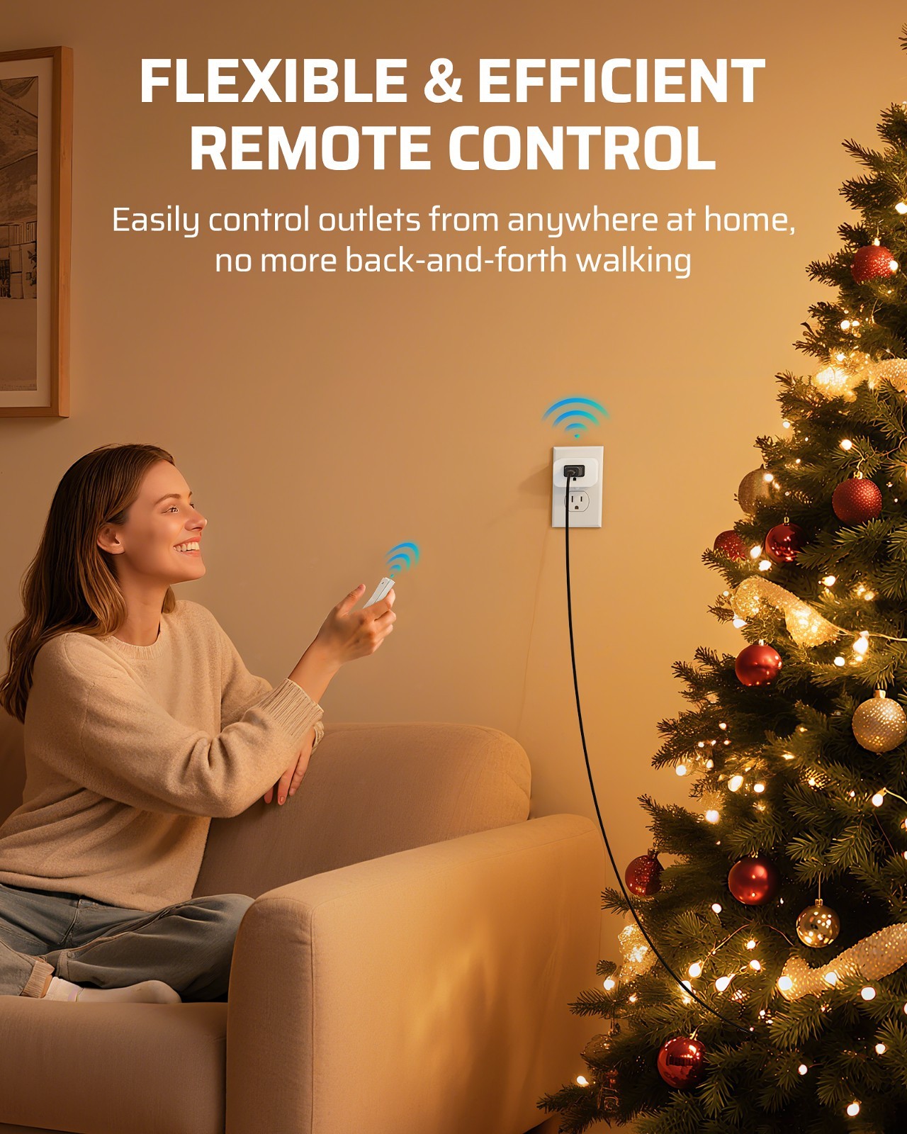 Remote Control Outlet, Magnetic Wireless Light Switch,No Wiring, 100FT RF Signal