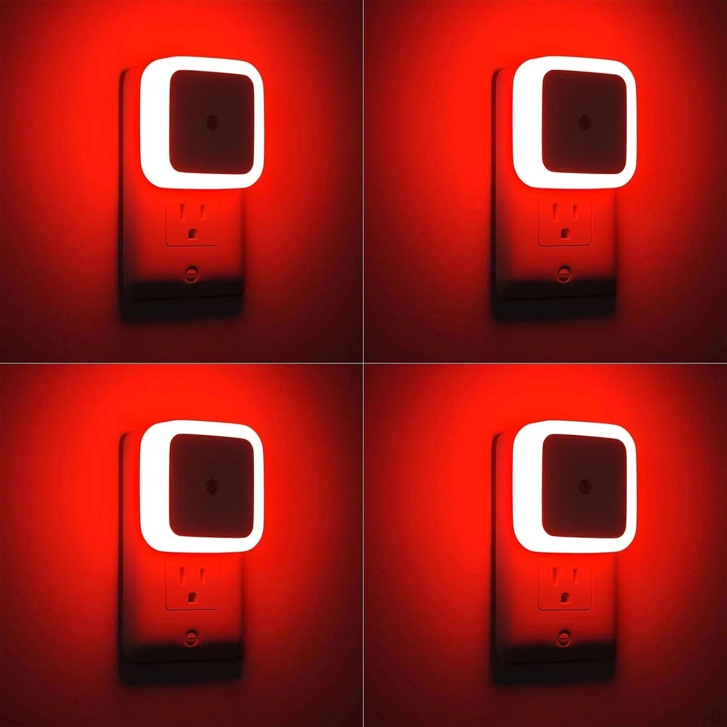 Red Night Light Plug Into Wall 4 Pack Dusk to Dawn Sensor LED Nightlight Bedroom