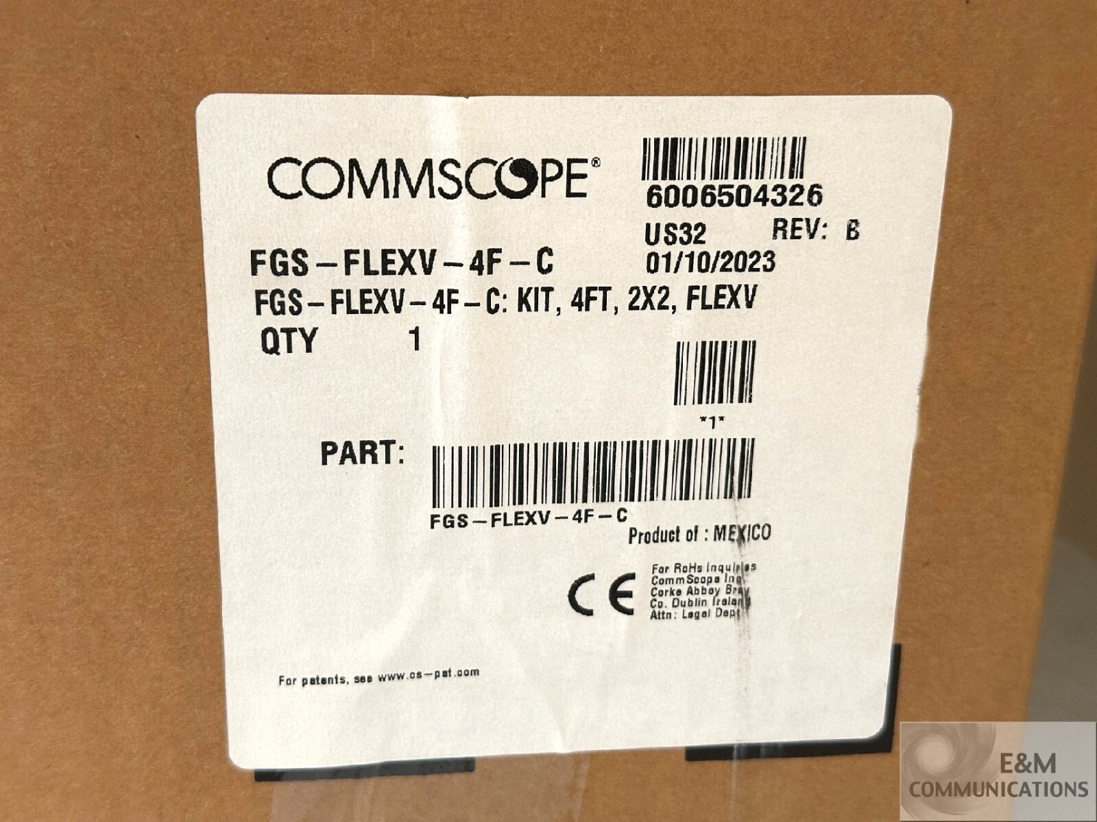 NEW FGS-FLEXV-4F-C ADC TE COMMSCOPE FIBERGUIDE FLEXVERTICAL KIT 2x2" 4FT LENGTH