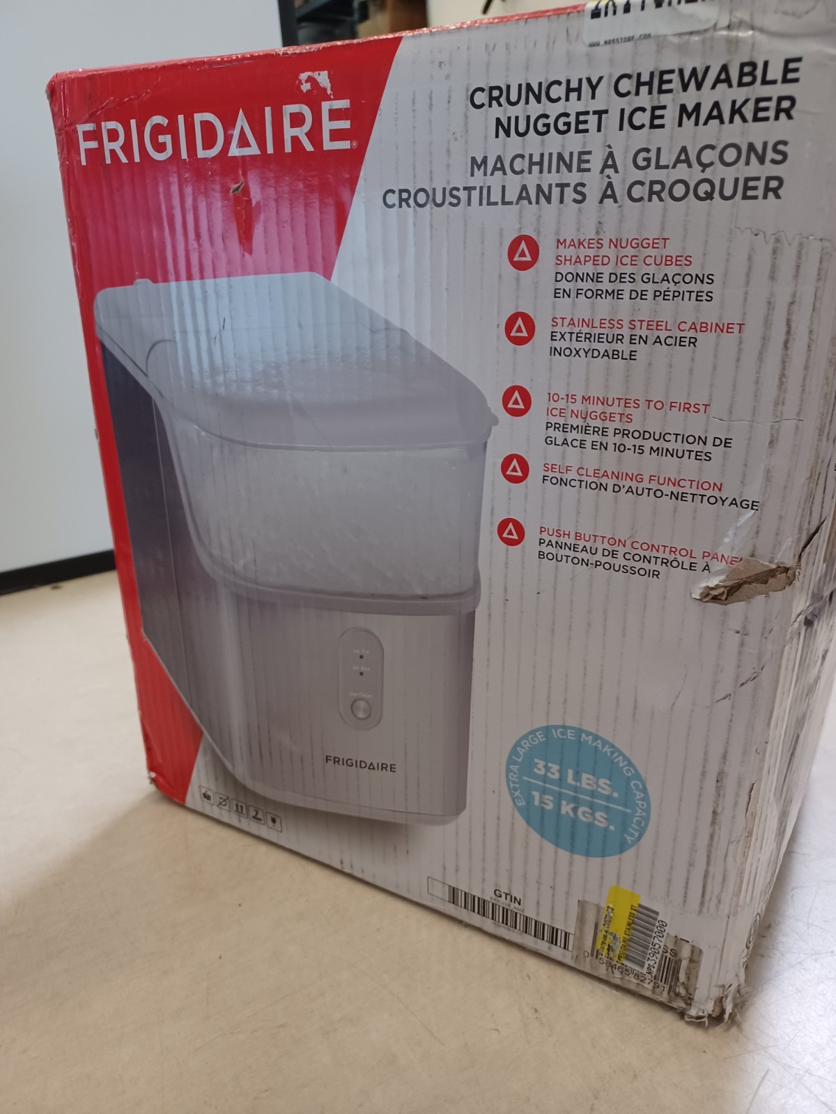 Frigidaire Countertop Crunchy Chewable Nugget Ice Maker, Compact, 33lbs per Day,