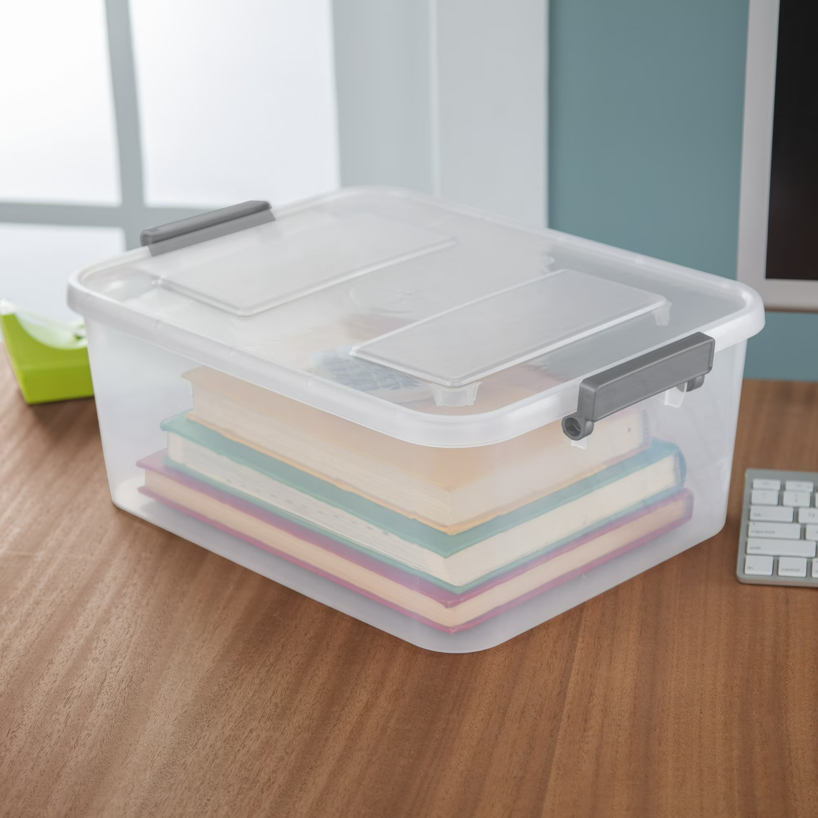 (3 Pack) 12.7 Qt. Clear Plastic Modular ID Latch Box