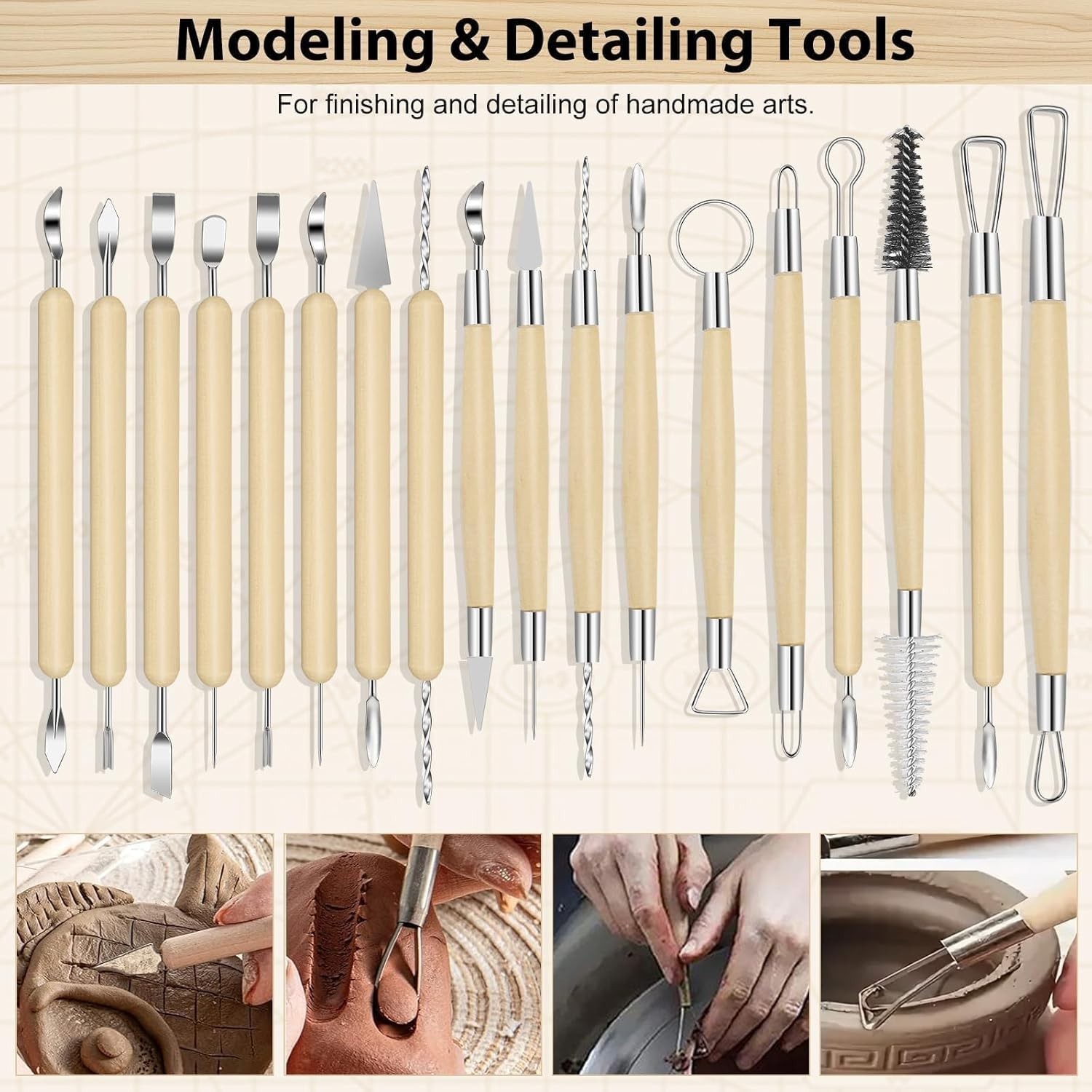 52PCS Pottery Tool Kit - Essential Clay Sculpting Tools for Creative Projects
