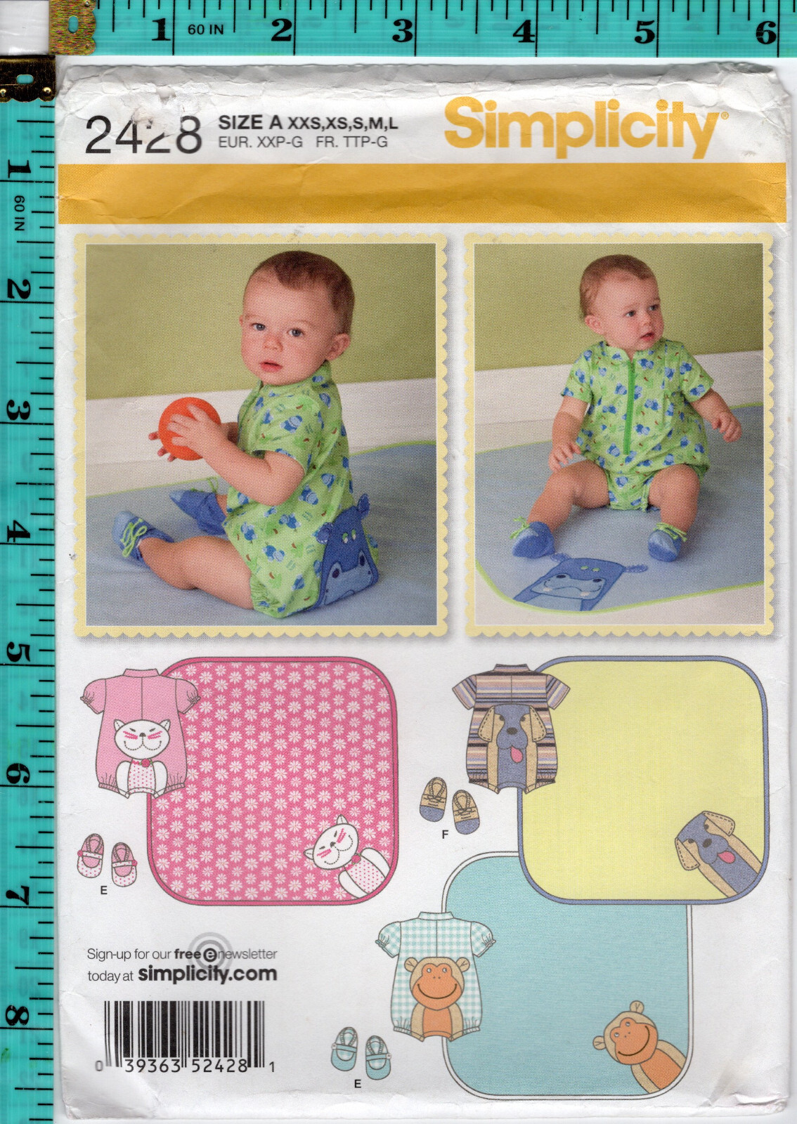 Babies' Romper with Appliques, Booties & Blanket ©2010 Simplicity 2428 XXS-L