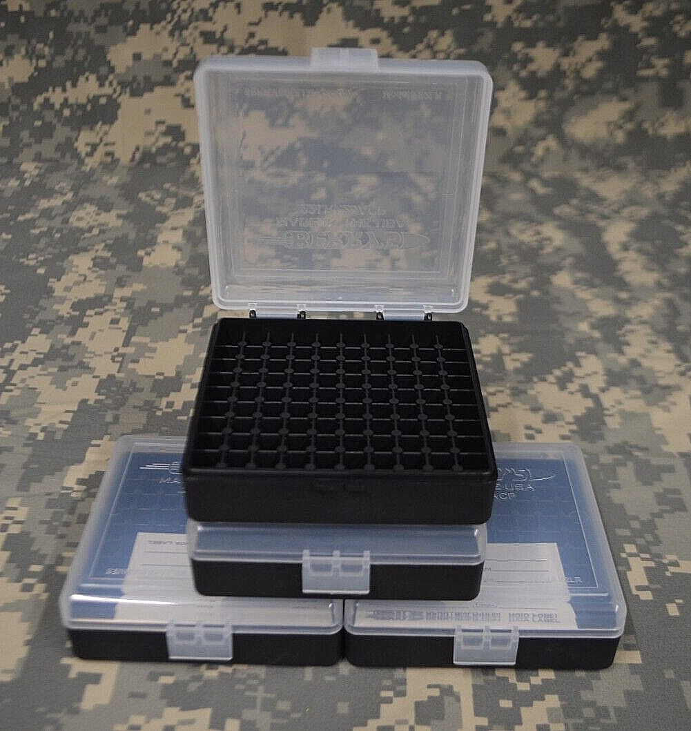 22 lr (4) Ammo Box / Case / Storage (100) Round .22LR, .25 ACP (CLEAR COLOR)