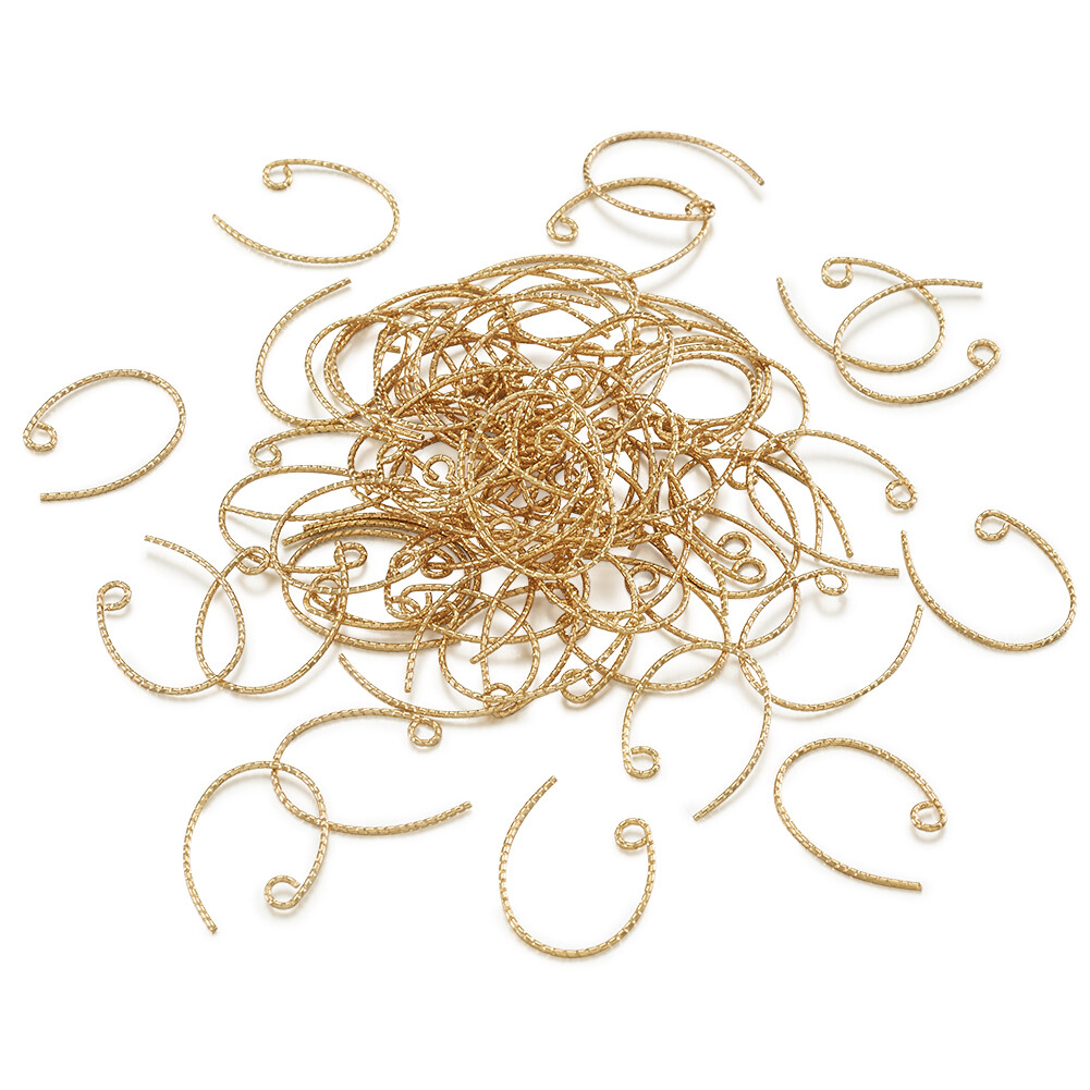 100pcs Real 18K Gold Plated  Brass Earring Hooks Dangle Earwire Loop 23x16.5mm