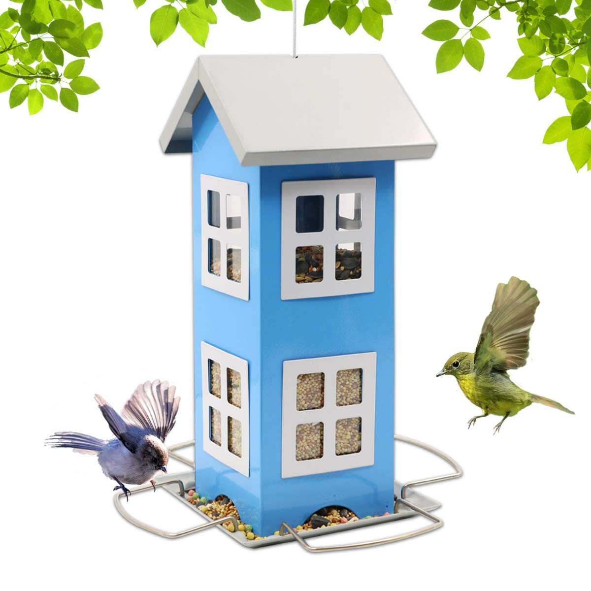 Goodeco Garden Metal Bird Feeder - Feeders for Outdoors Blue