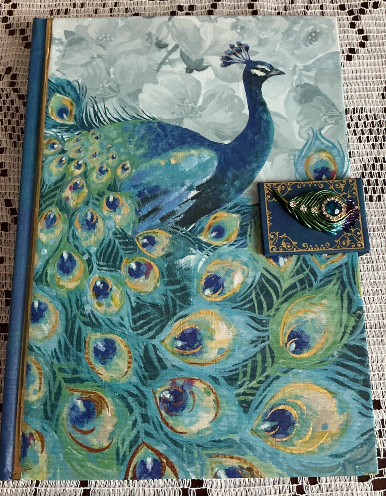 Punch Studio Emerald Peacock Brooch Journal 104 Line Sheets