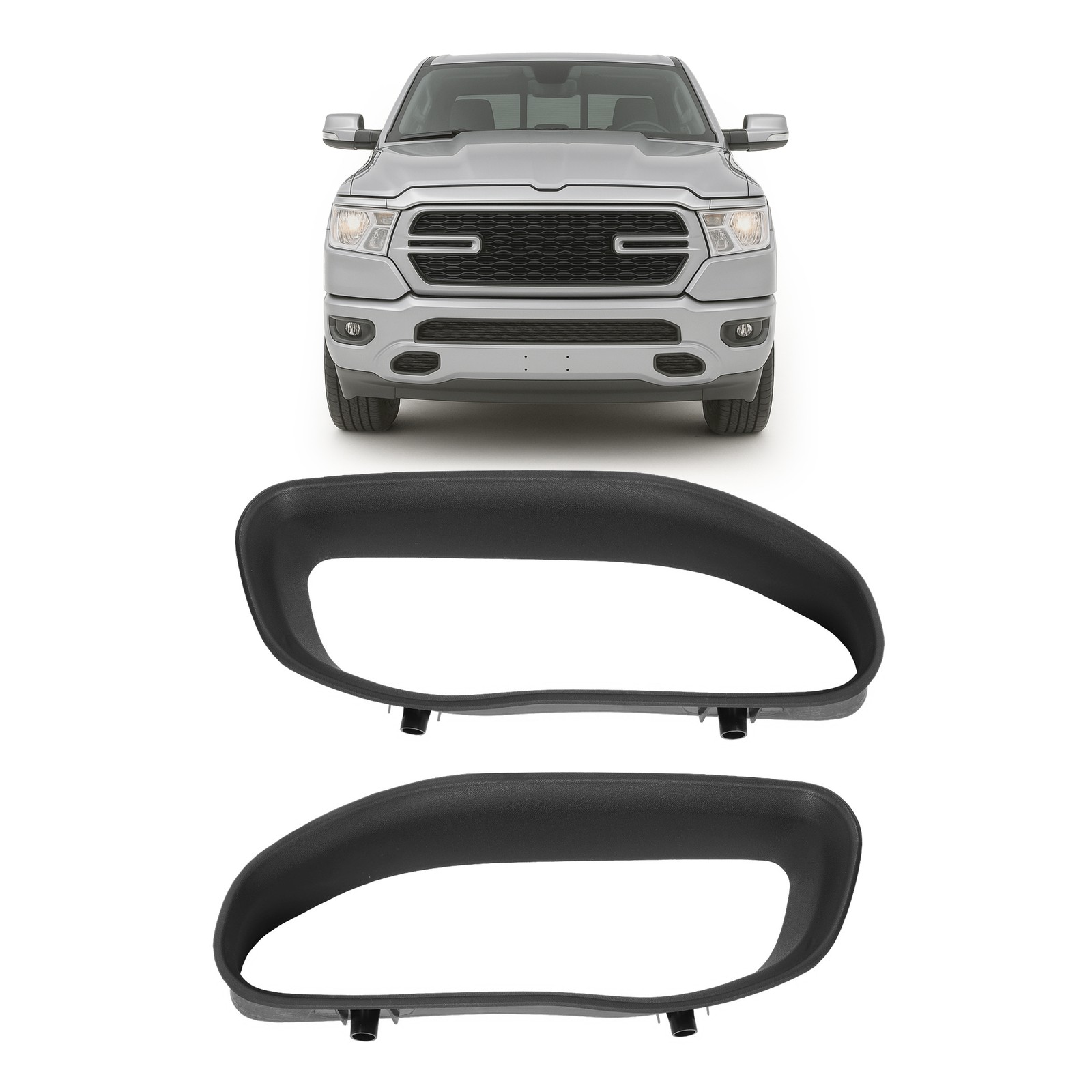 2pcs Tow Hook Bezel KIT For Ram 1500 DT 2019-2024 RIGHT & LEFT #68274701AB