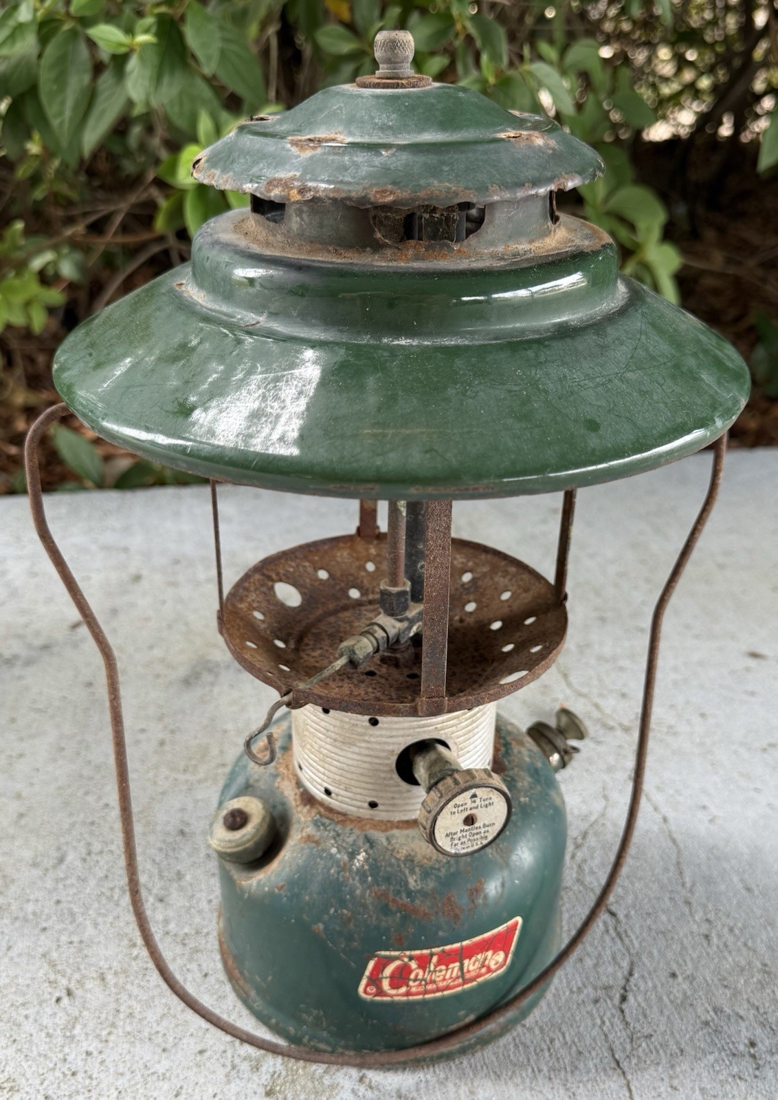 Coleman 228F Green Lantern for Parts Only Untested Dated 11/65 No Globe Vintage