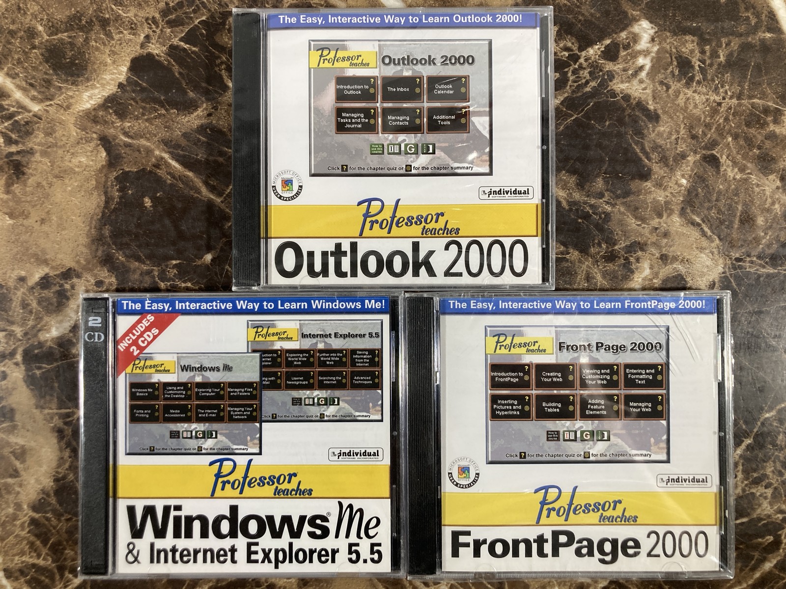 Professor Teaches Software CD-Rom Lot Windows Me IE 5.5 Outlook FrontPage 2000