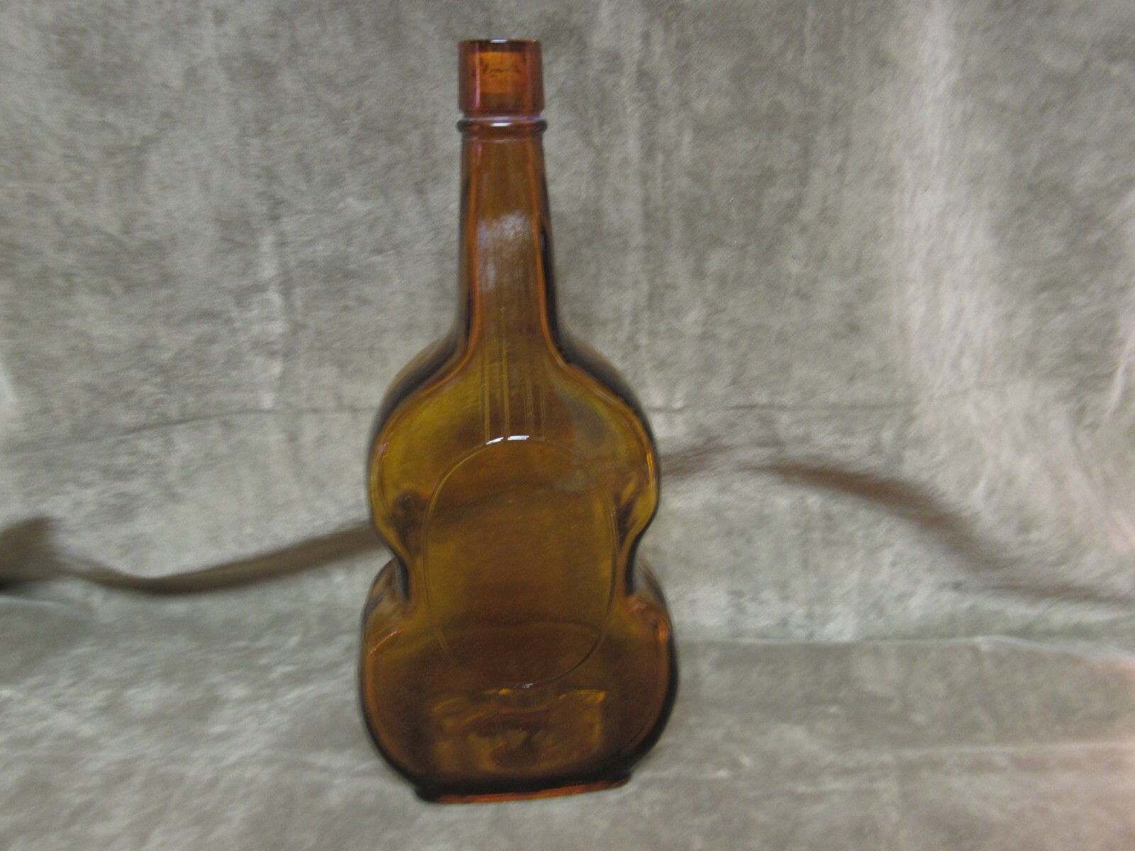 Amber Glass Guitar/Cello/Violine Liquor Bottle Owens Illinois No Reuse Bottle