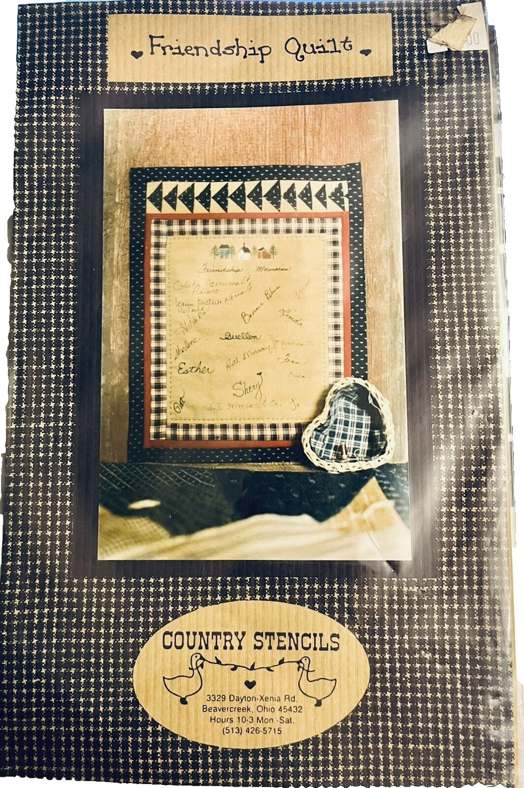 VTG `88 FRIENDSHIP QUILT by Country Stencils Wall Quilt Pattern 8½" X 10½"
