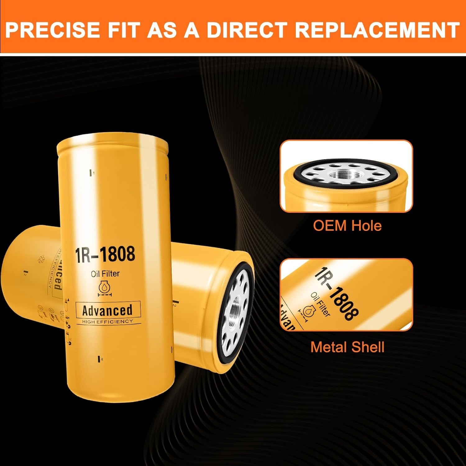 1R-1808, Engine Oil Filter, Shtlyh, Compatible with Caterpillar