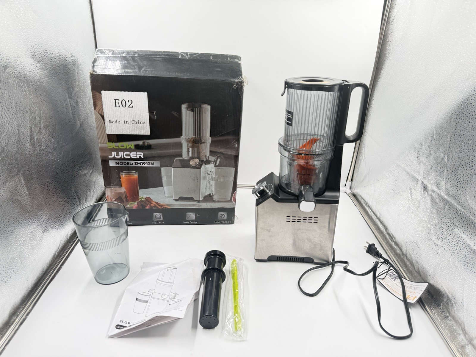 Cold Press Juicer, Wide Feed Chute Juicer Machines, Stainless Steel Slow Mast...