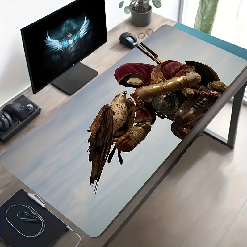 A Large Electronic Sports Gaming Mouse Pad Featuring a Close-Up Design of an An
