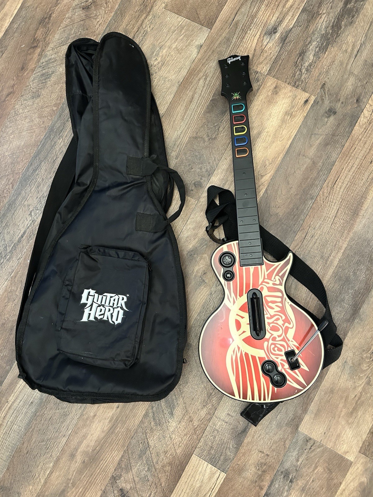 PS3 Les Paul Aerosmith Guitar Hero Guitar & Case NO DONGLE NOTHING ELSE INCLUDED